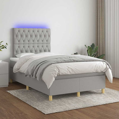 Letto a Molle Materasso e LED Grigio Chiaro 120x190 cm Tessuto