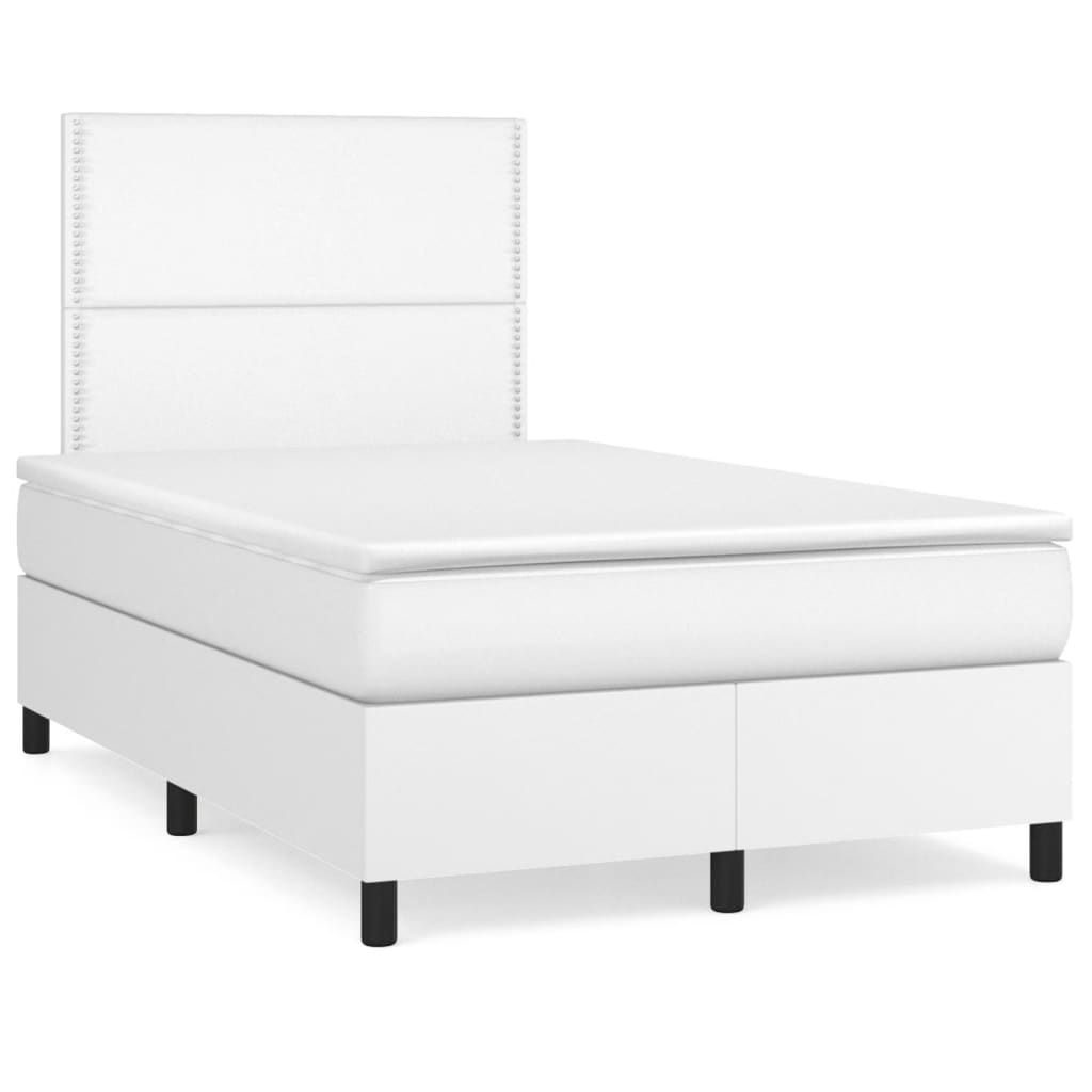 Giroletto Molle con Materasso e LED Bianco 120x190cm Similpelle