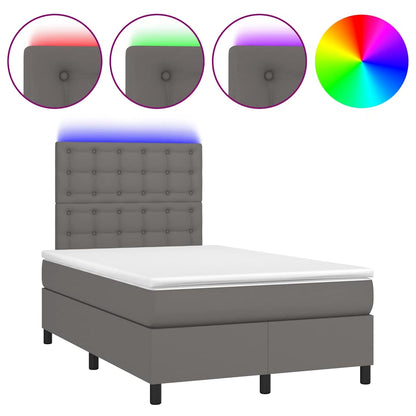 Giroletto Molle con Materasso e LED Grigio 120x190cm Similpelle