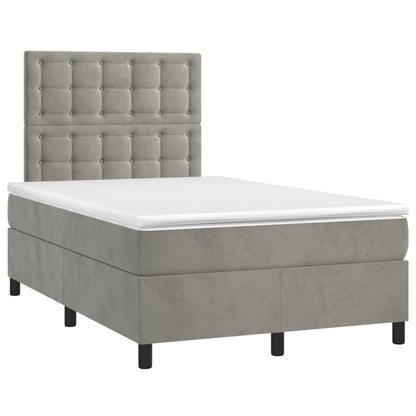 Letto a Molle Materasso e LED Grigio Chiaro 120x190 cm Velluto