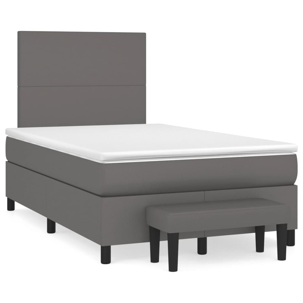 Giroletto a Molle con Materasso Grigio 120x190 cm in Similpelle