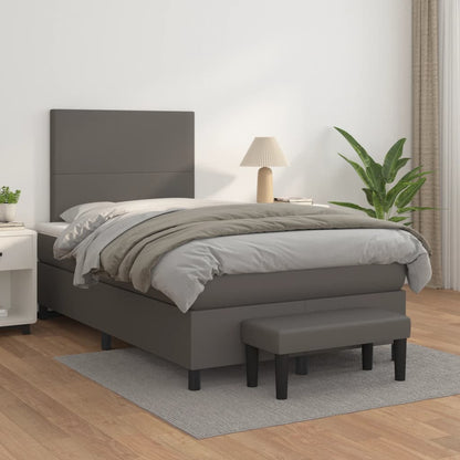 Giroletto a Molle con Materasso Grigio 120x190 cm in Similpelle