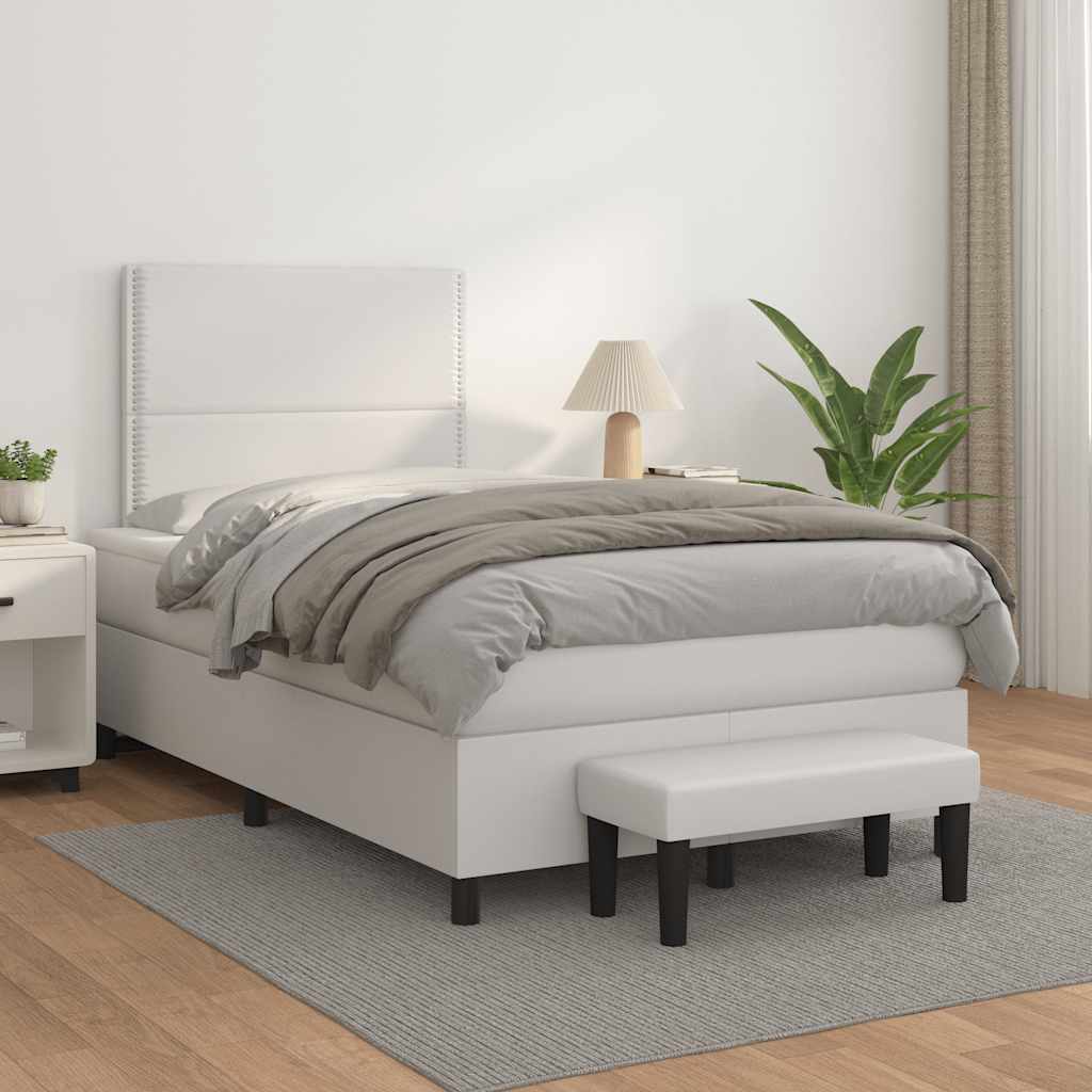 Giroletto a Molle con Materasso Bianco 120x190 cm in Similpelle