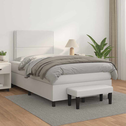 Giroletto a Molle con Materasso Bianco 120x190 cm in Similpelle