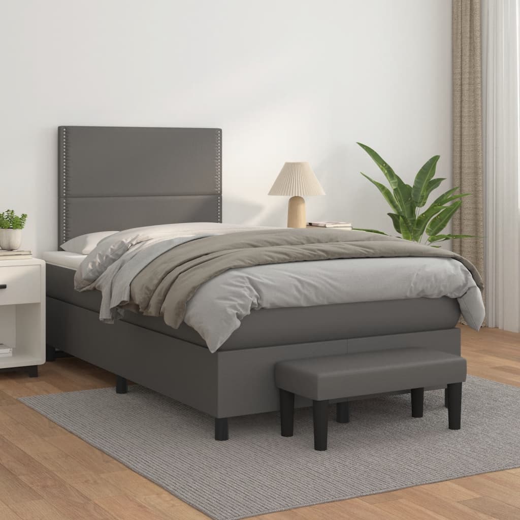 Giroletto a Molle con Materasso Grigio 120x190 cm in Similpelle