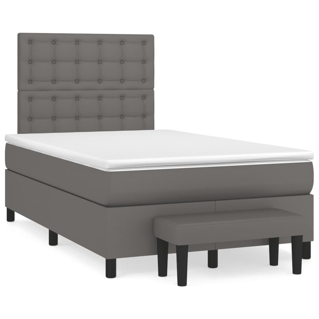 Giroletto a Molle con Materasso Grigio 120x190 cm in Similpelle