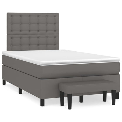 Giroletto a Molle con Materasso Grigio 120x190 cm in Similpelle
