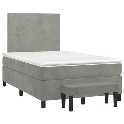 Giroletto a Molle con Materasso Grigio Chiaro 120x190cm Velluto