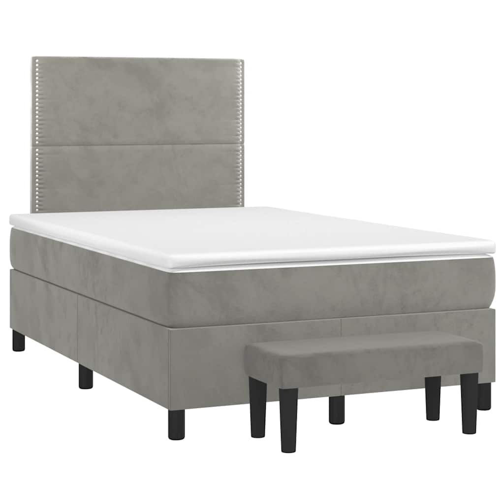 Giroletto a Molle con Materasso Grigio Chiaro 120x190cm Velluto