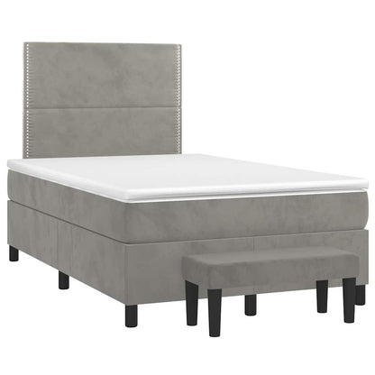 Giroletto a Molle con Materasso Grigio Chiaro 120x190cm Velluto