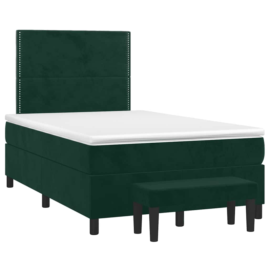 Giroletto a Molle con Materasso Verde Scuro 120x190 cm Velluto