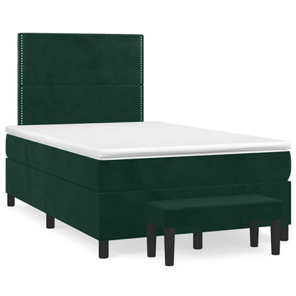 Giroletto a Molle con Materasso Verde Scuro 120x190 cm Velluto