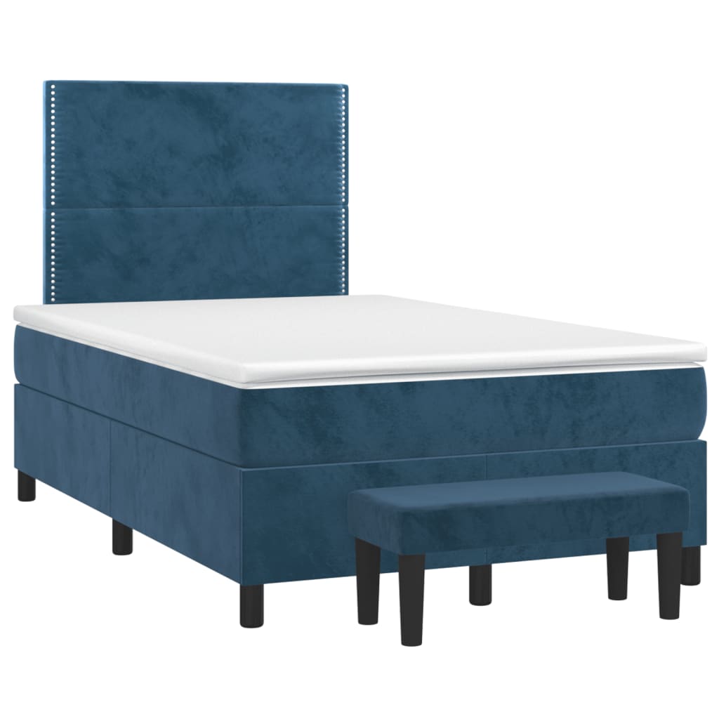 Giroletto a Molle con Materasso Blu Scuro 120x190 cm in Velluto