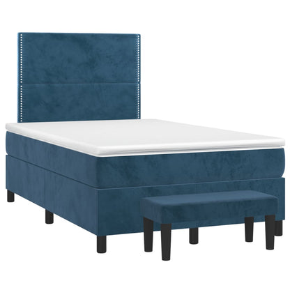 Giroletto a Molle con Materasso Blu Scuro 120x190 cm in Velluto