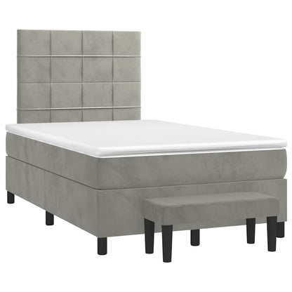 Giroletto a Molle con Materasso Grigio Chiaro 120x190cm Velluto