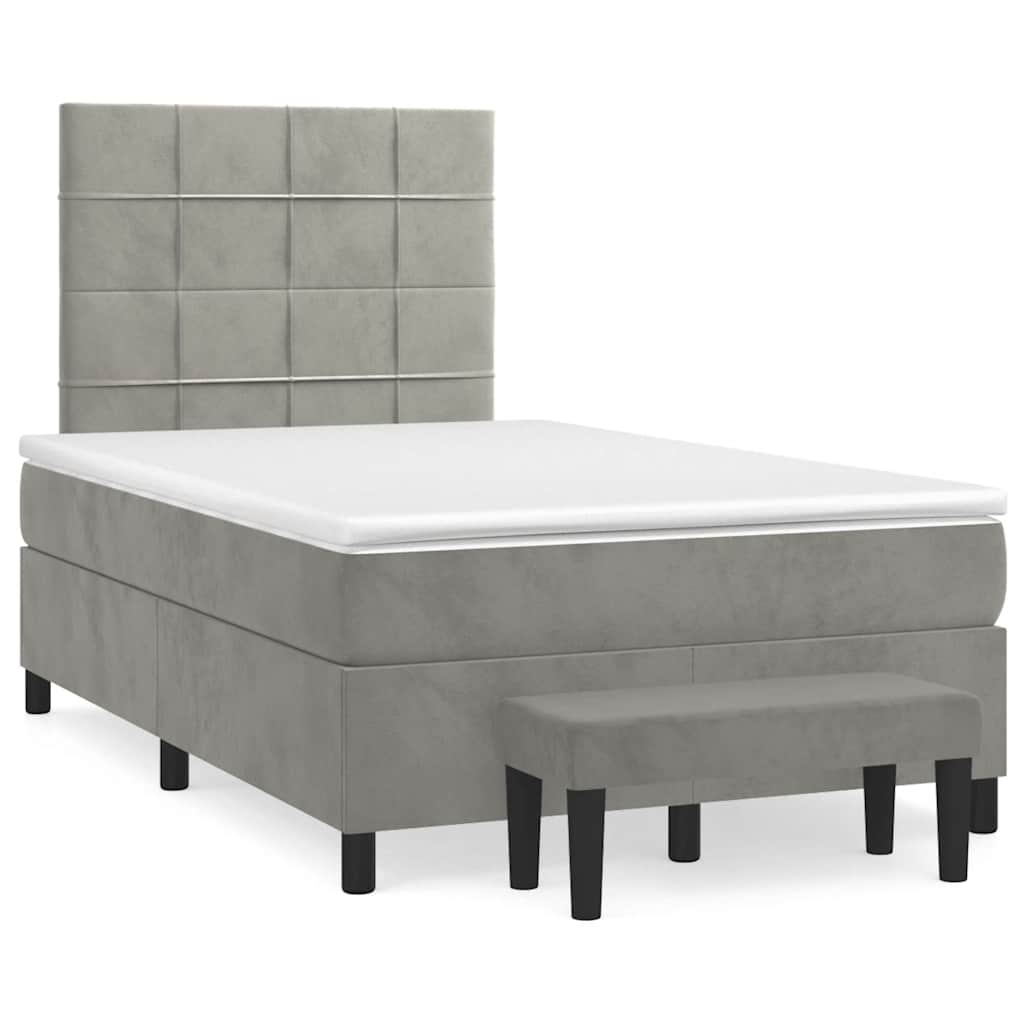 Giroletto a Molle con Materasso Grigio Chiaro 120x190cm Velluto