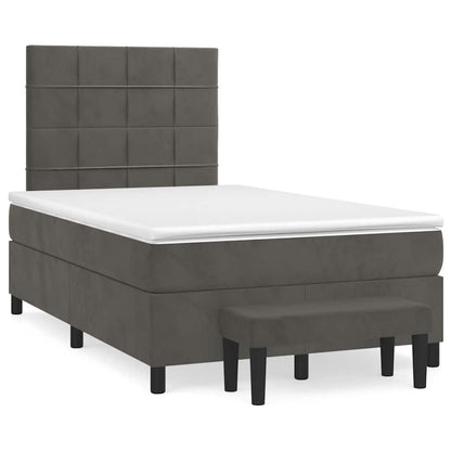 Giroletto a Molle con Materasso Grigio Scuro 120x190 cm Velluto