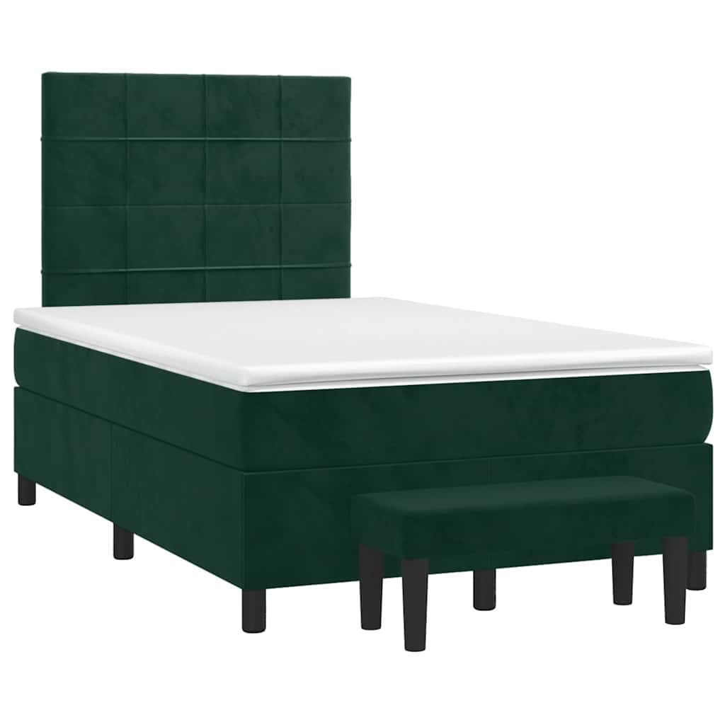 Giroletto a Molle con Materasso Verde Scuro 120x190 cm Velluto
