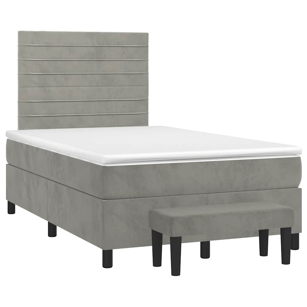 Giroletto a Molle con Materasso Grigio Chiaro 120x190cm Velluto