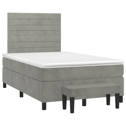Giroletto a Molle con Materasso Grigio Chiaro 120x190cm Velluto