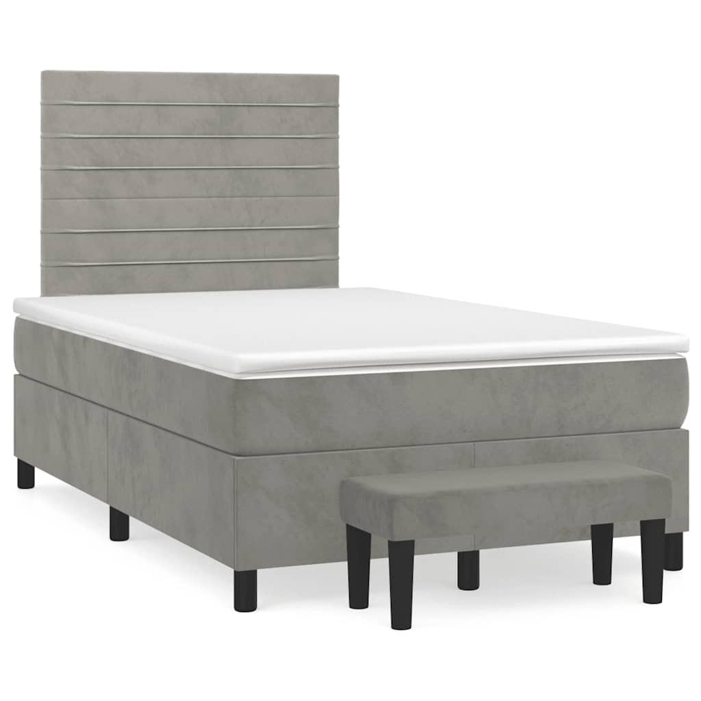 Giroletto a Molle con Materasso Grigio Chiaro 120x190cm Velluto