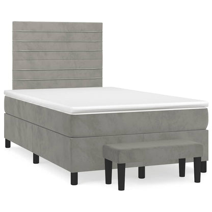 Giroletto a Molle con Materasso Grigio Chiaro 120x190cm Velluto