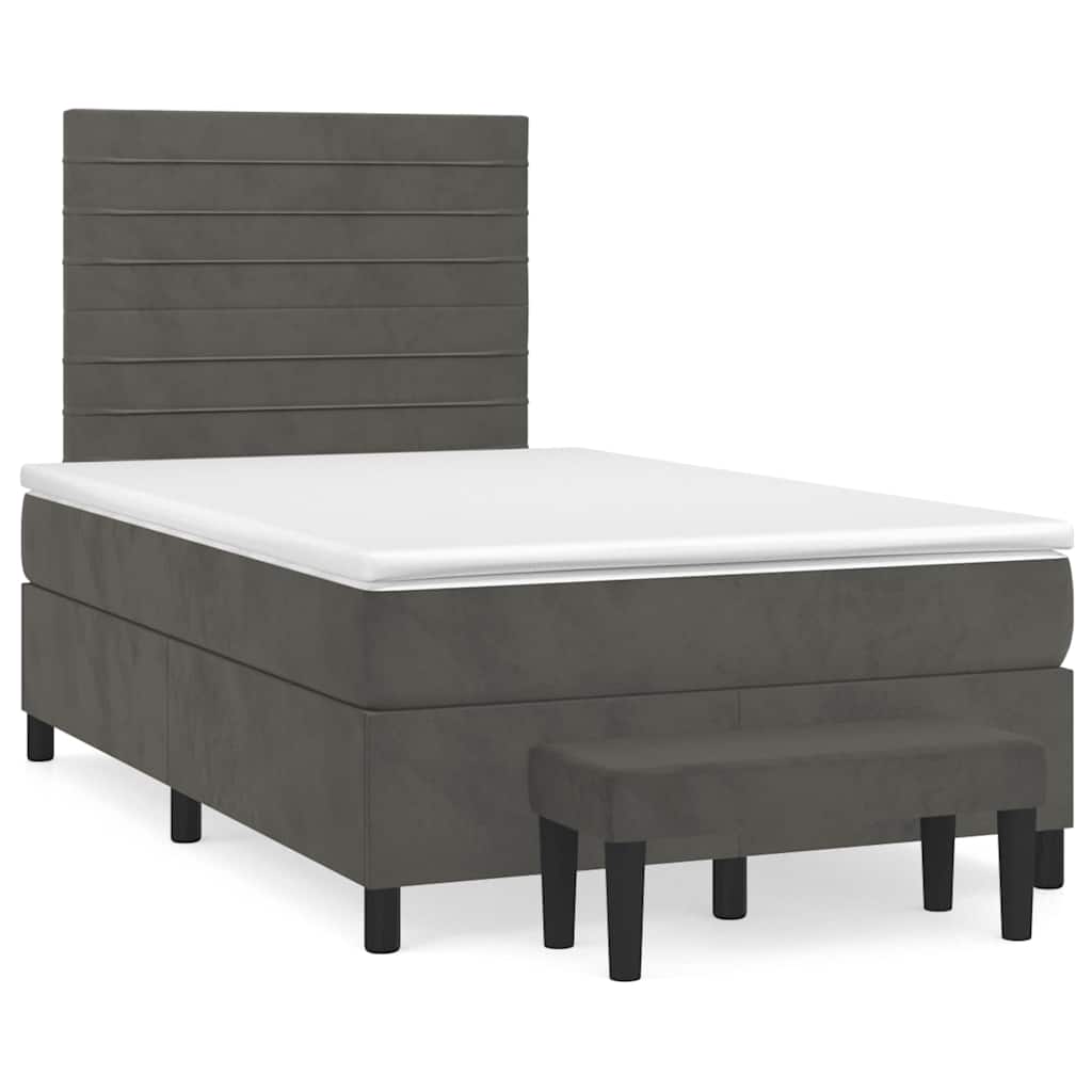 Giroletto a Molle con Materasso Grigio Scuro 120x190 cm Velluto