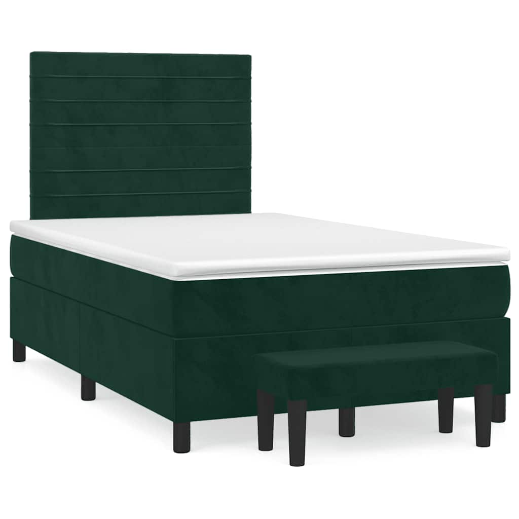 Giroletto a Molle con Materasso Verde Scuro 120x190 cm Velluto