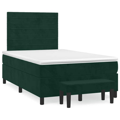 Giroletto a Molle con Materasso Verde Scuro 120x190 cm Velluto
