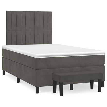 Giroletto a Molle con Materasso Grigio Scuro 120x190 cm Velluto