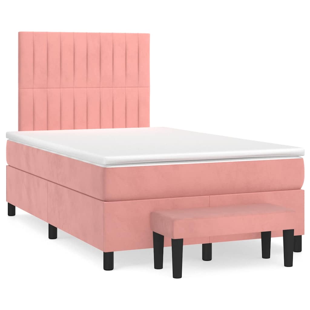 Giroletto a Molle con Materasso Rosa 120x190 cm in Velluto