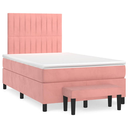 Giroletto a Molle con Materasso Rosa 120x190 cm in Velluto