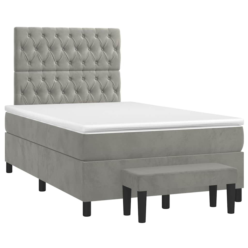 Giroletto a Molle con Materasso Grigio Chiaro 120x190cm Velluto