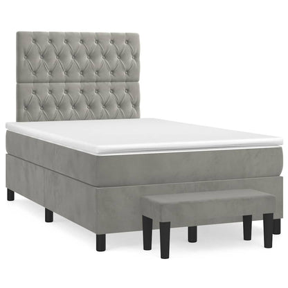 Giroletto a Molle con Materasso Grigio Chiaro 120x190cm Velluto