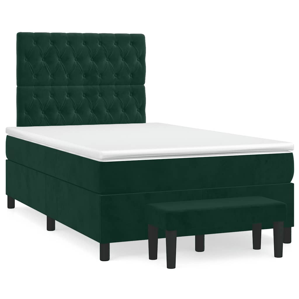 Giroletto a Molle con Materasso Verde Scuro 120x190 cm Velluto