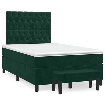 Giroletto a Molle con Materasso Verde Scuro 120x190 cm Velluto