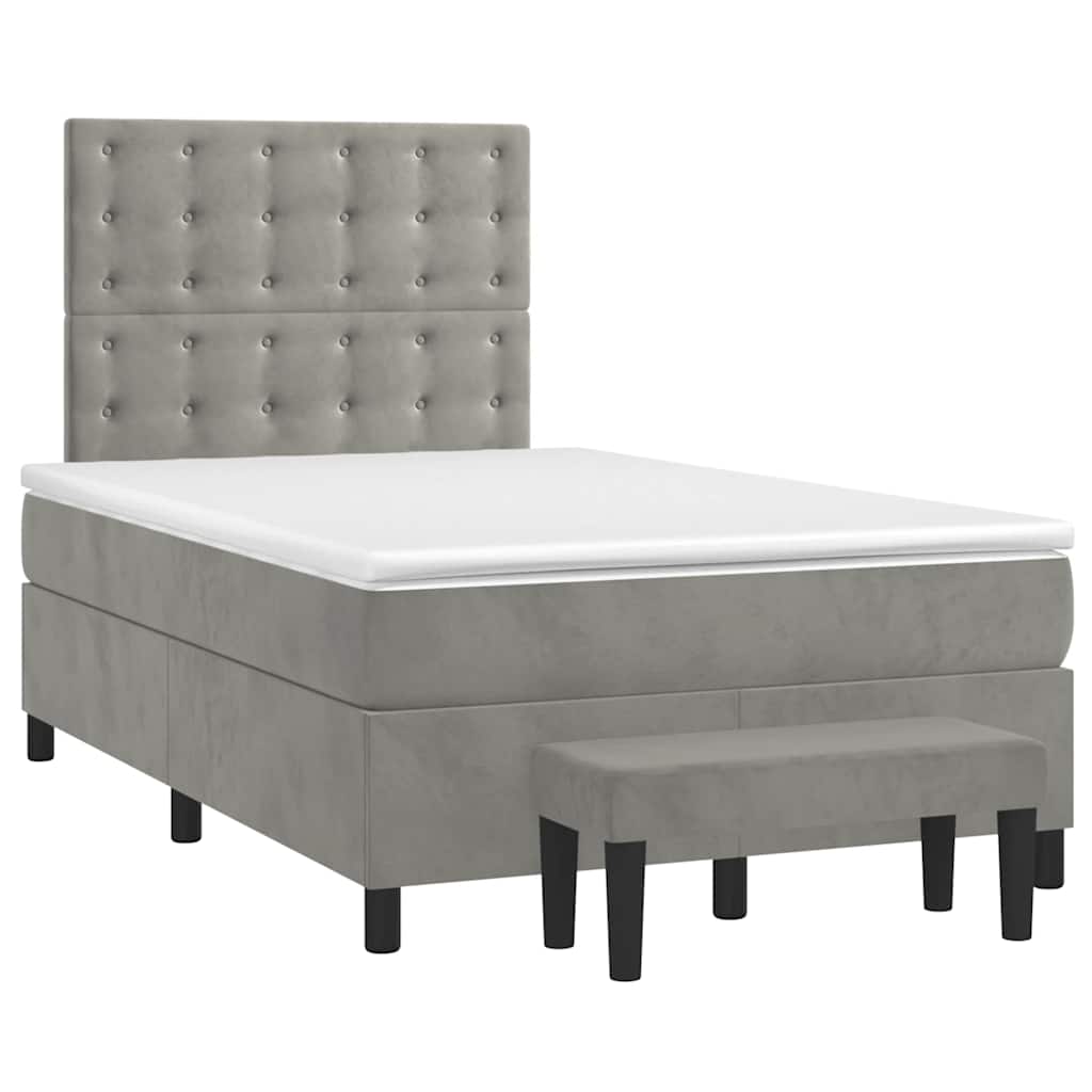 Giroletto a Molle con Materasso Grigio Chiaro 120x190cm Velluto