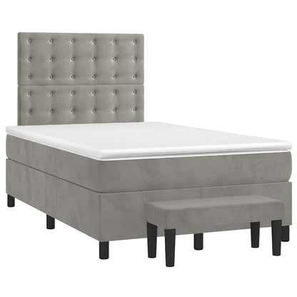 Giroletto a Molle con Materasso Grigio Chiaro 120x190cm Velluto