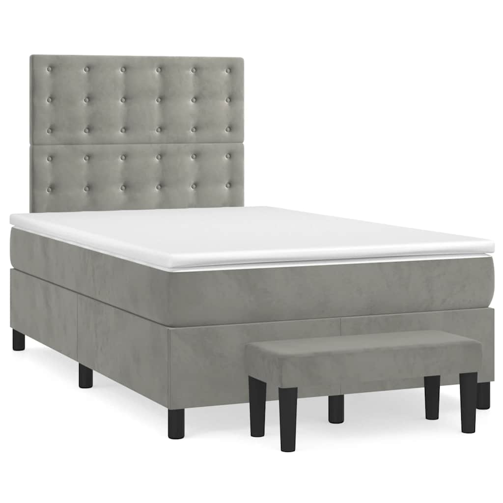 Giroletto a Molle con Materasso Grigio Chiaro 120x190cm Velluto