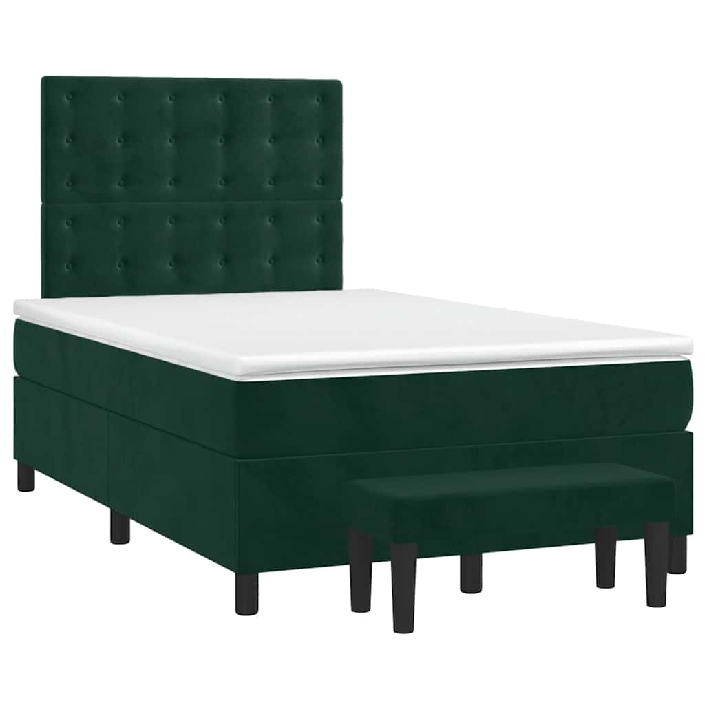 Giroletto a Molle con Materasso Verde Scuro 120x190 cm Velluto