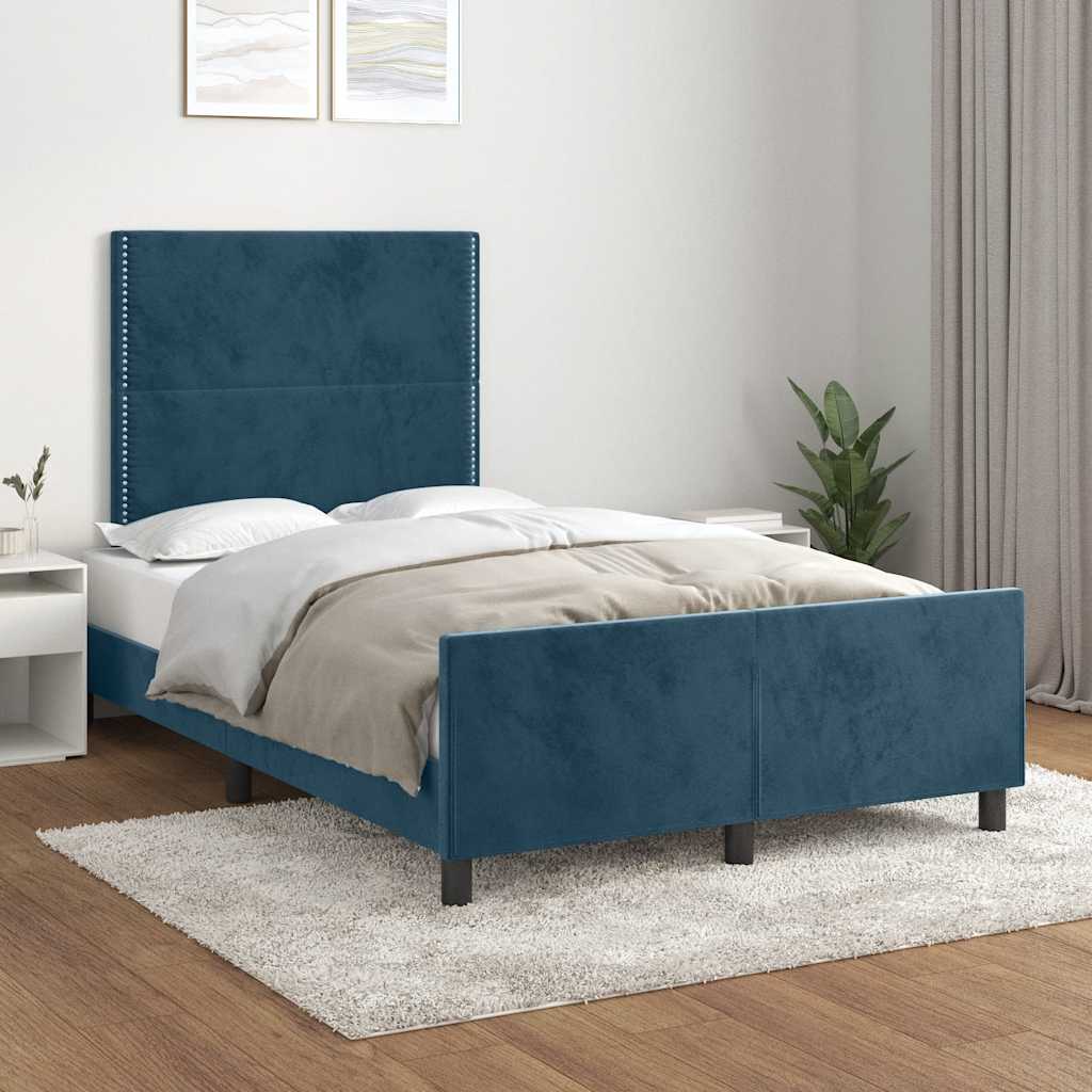 Giroletto senza Materasso Blu Scuro 120x190 cm Velluto