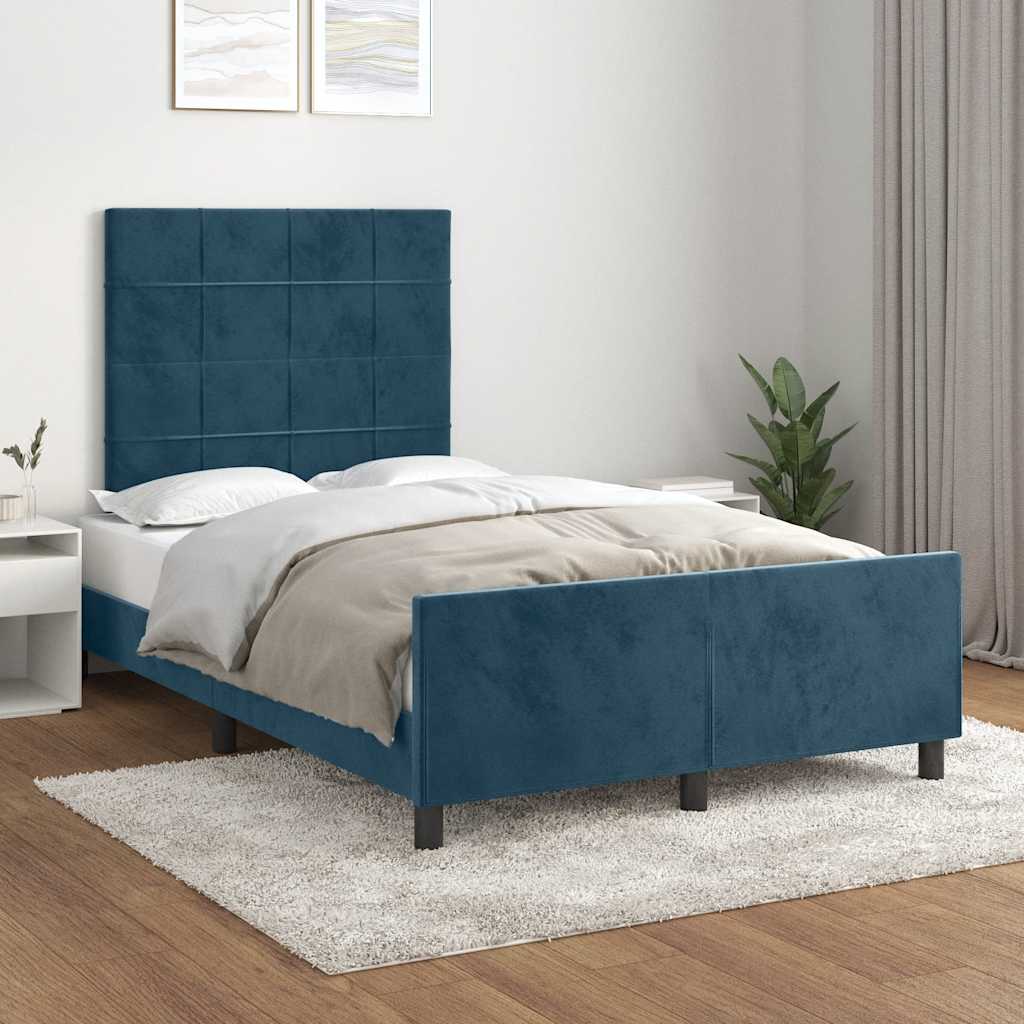 Giroletto senza Materasso Blu Scuro 120x190 cm Velluto