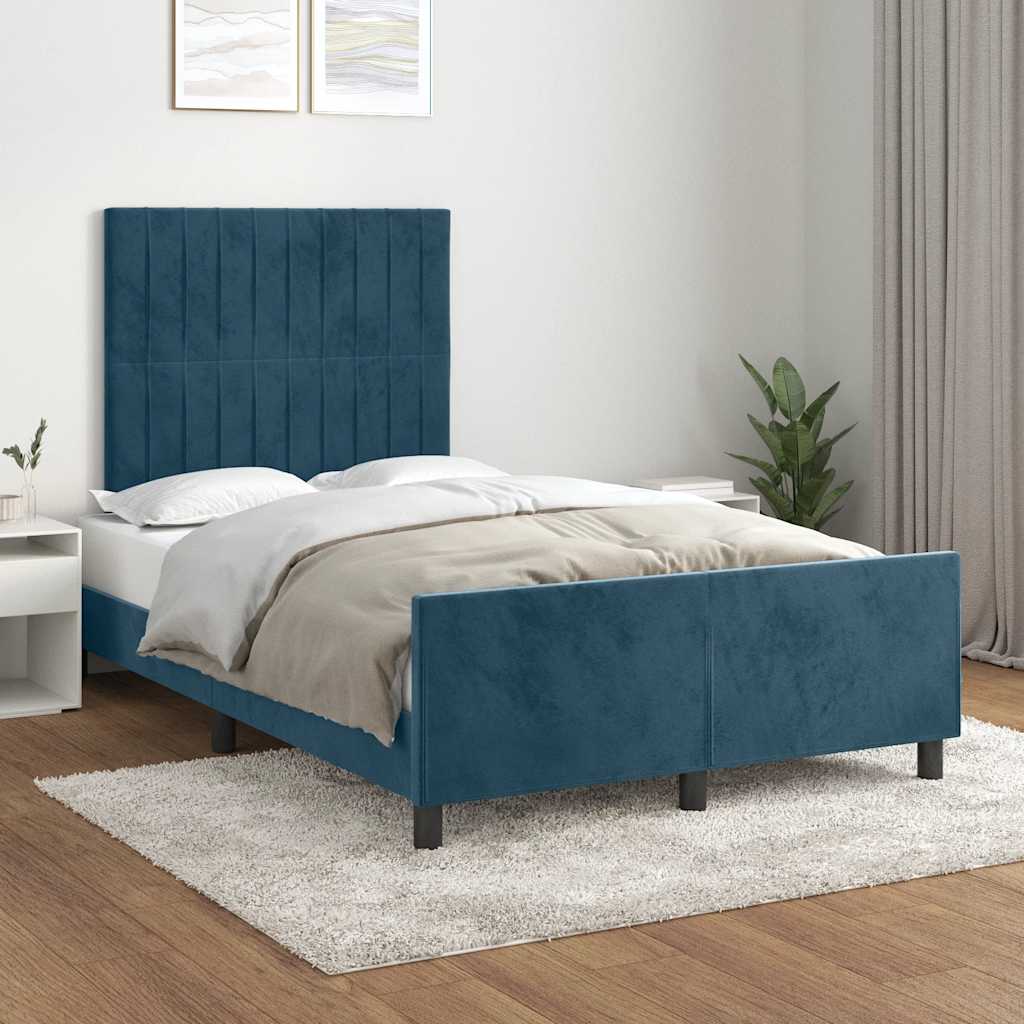 Giroletto senza Materasso Blu Scuro 120x190 cm Velluto