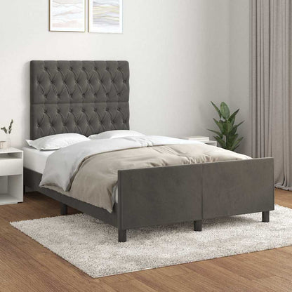 Giroletto senza Materasso Grigio Scuro 120x190 cm Velluto