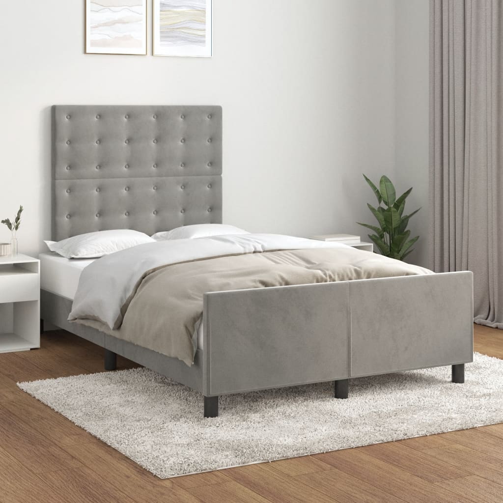 Giroletto senza Materasso Grigio Chiaro 120x190 cm Velluto