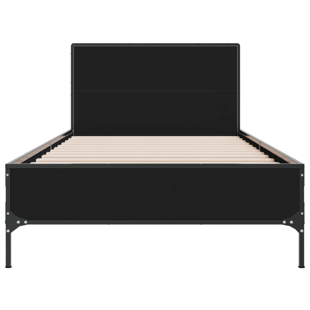 Giroletto Nero 90x200 cm in Legno Multistrato e Metallo