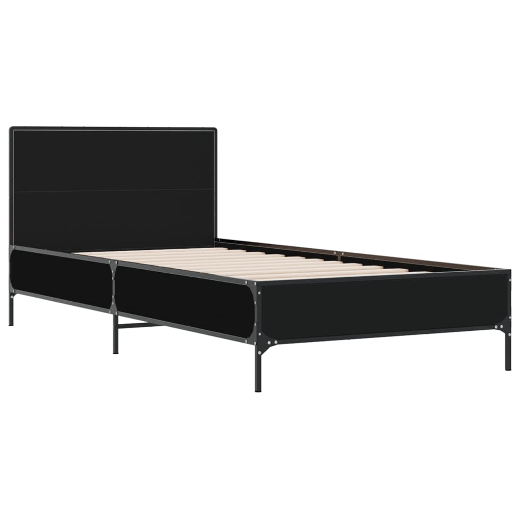 Giroletto Nero 75x190 cm in Legno Multistrato e Metallo