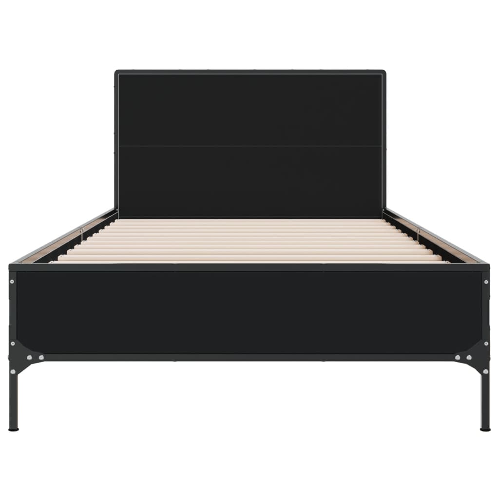 Giroletto Nero 75x190 cm in Legno Multistrato e Metallo