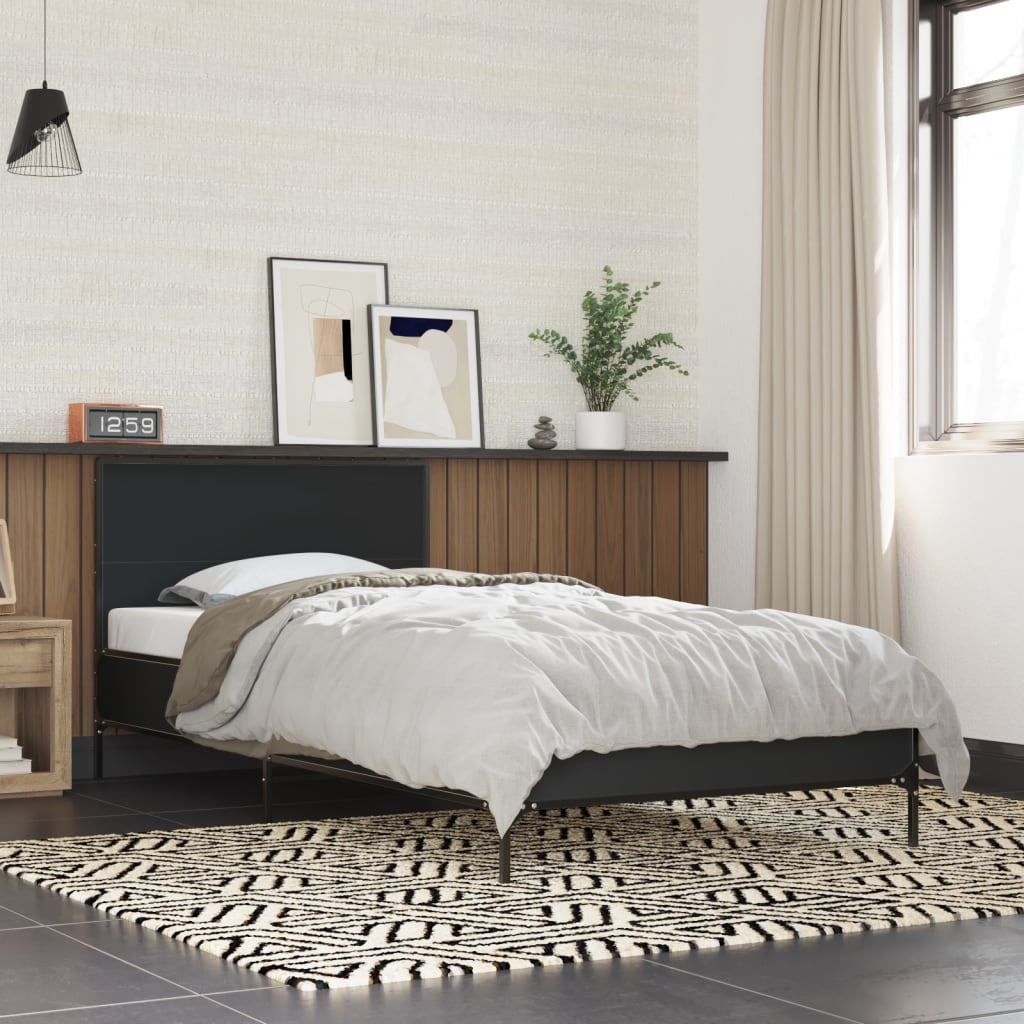 Giroletto Nero 75x190 cm in Legno Multistrato e Metallo