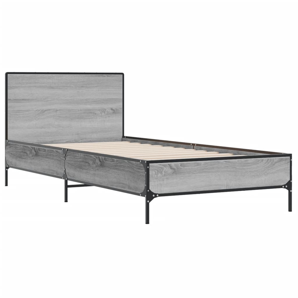 Giroletto Grigio Sonoma 75x190cm in Legno Multistrato e Metallo